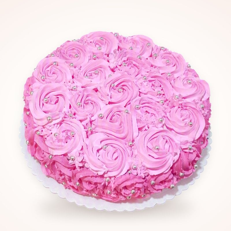 Rosas rosadas: Cubierto por completo de rosetones.